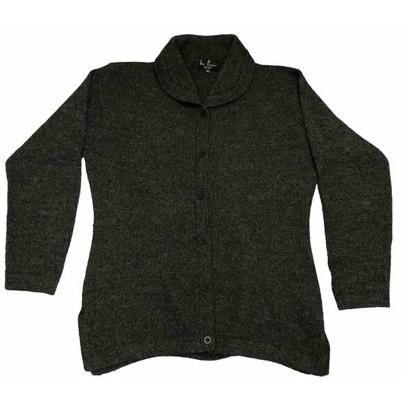 Alpaca Knit Leo Pressi Sweater Mens‎ L Olive Green Collar Chunky Buttons Peru - Picture 1 of 5